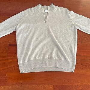 Eleventy 100% Cashmere Light Gray Zip-Up Sweater